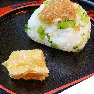長野県☆　「なめ茸と野沢菜のおむすび」